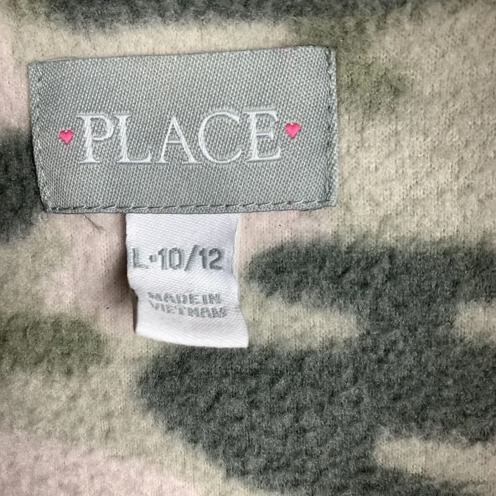 The Children's Place Camo Fleece Sweater 1/4 Zip Pullover Girls Size Large 10-12